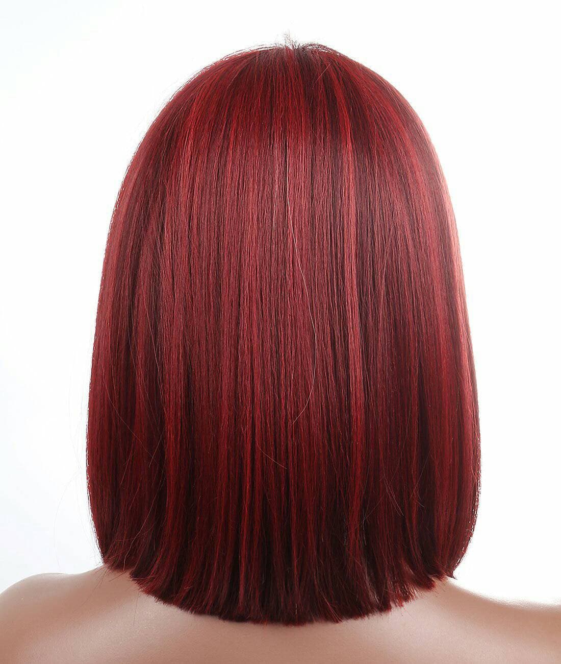 Dark Red// Beauty Wig//Yaki Straight//Bob//Bangs//Short Wig - Thumbnail 3