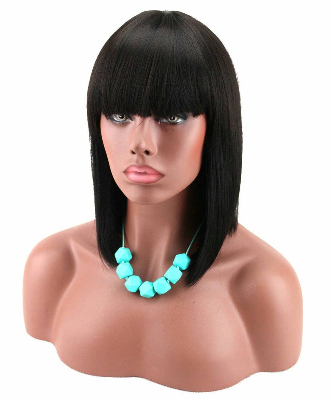 Black// Beauty Wig//Yaki Straight//Bob//Bangs//Short Wig - Thumbnail 2