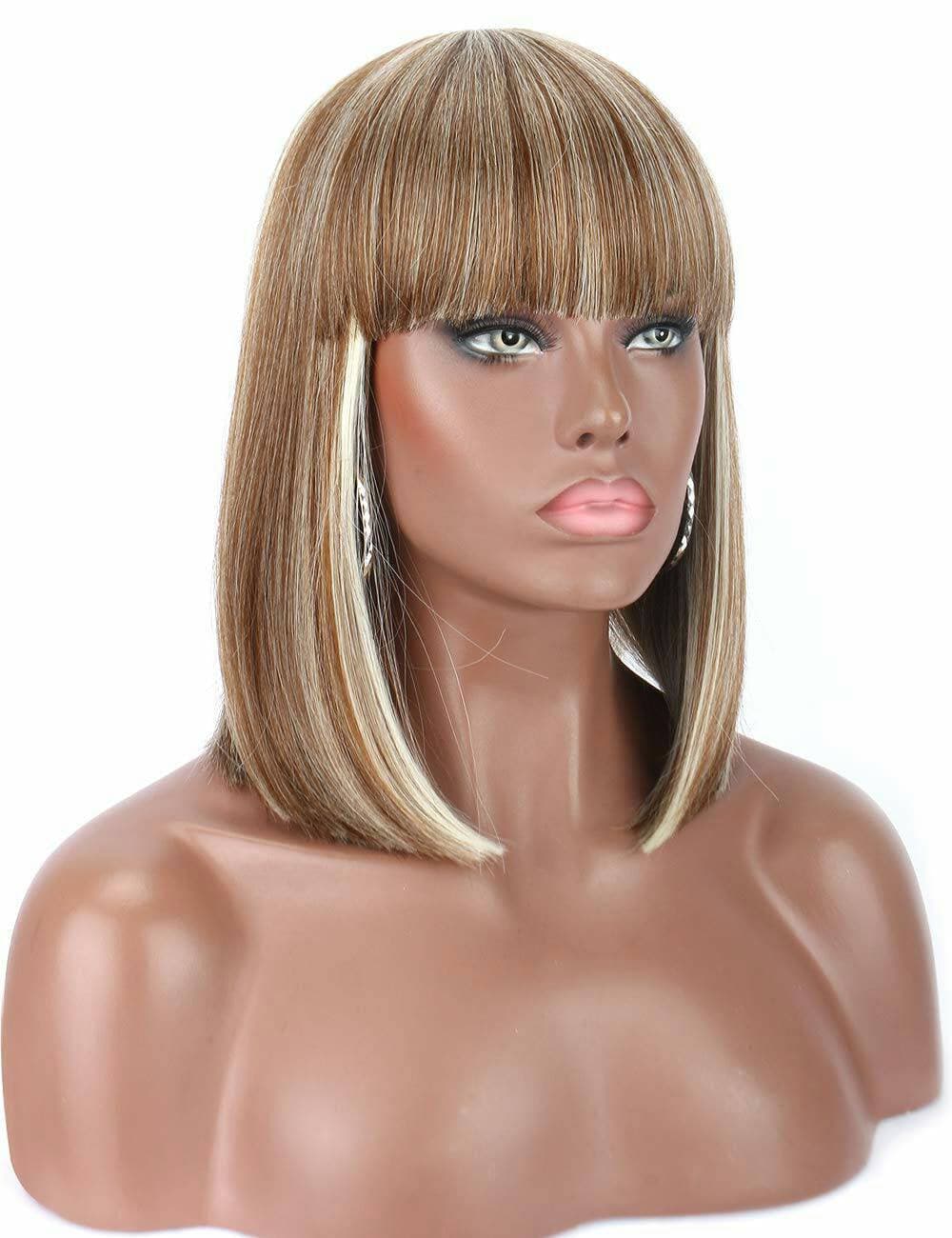 Blonde// Beauty Wig//Yaki Straight//Bob//Bangs//Short Wig - Thumbnail 2