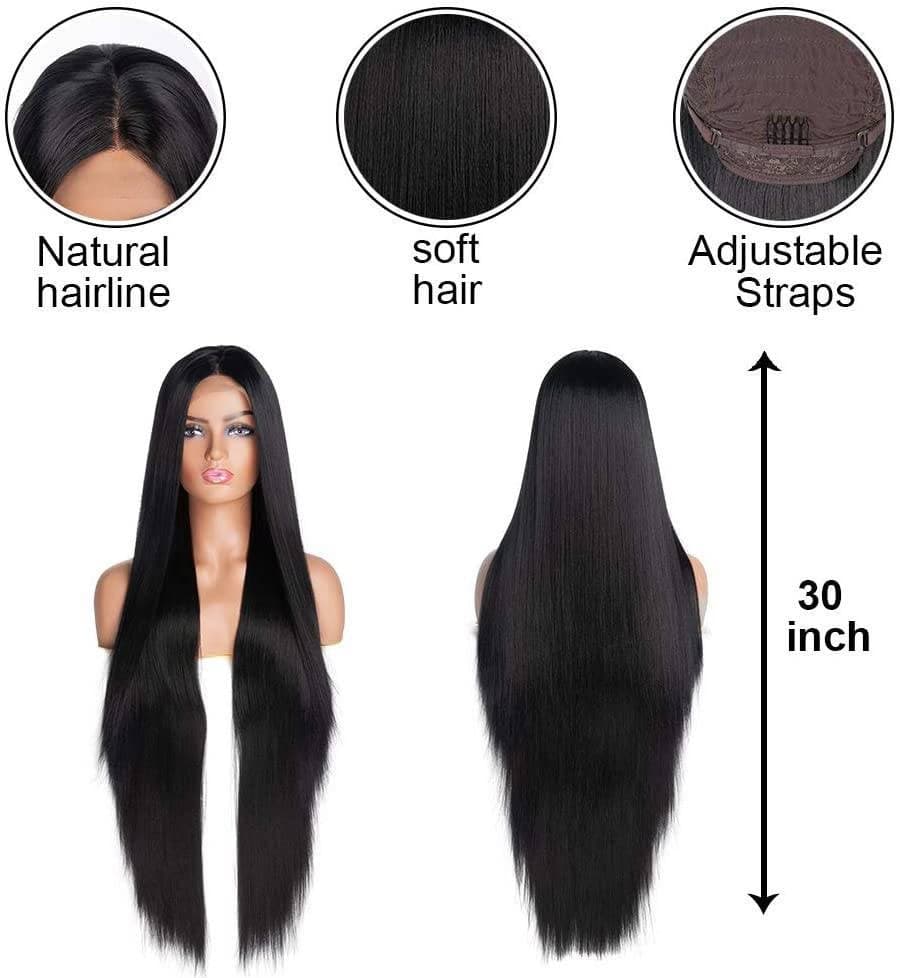 Black Yaki Straight//LaceFrontWig//GorgeousHair//Straight/Silky Straight//Natural//Wigs for Women//Beautiful//Gorgeous//Wig//Yaki - Thumbnail 5