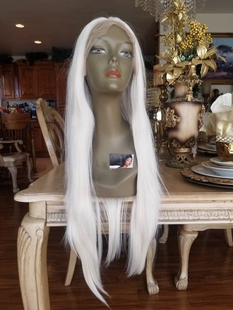 White Gray Blonde Lace Front Wig - White Gray Blonde - Thumbnail 4