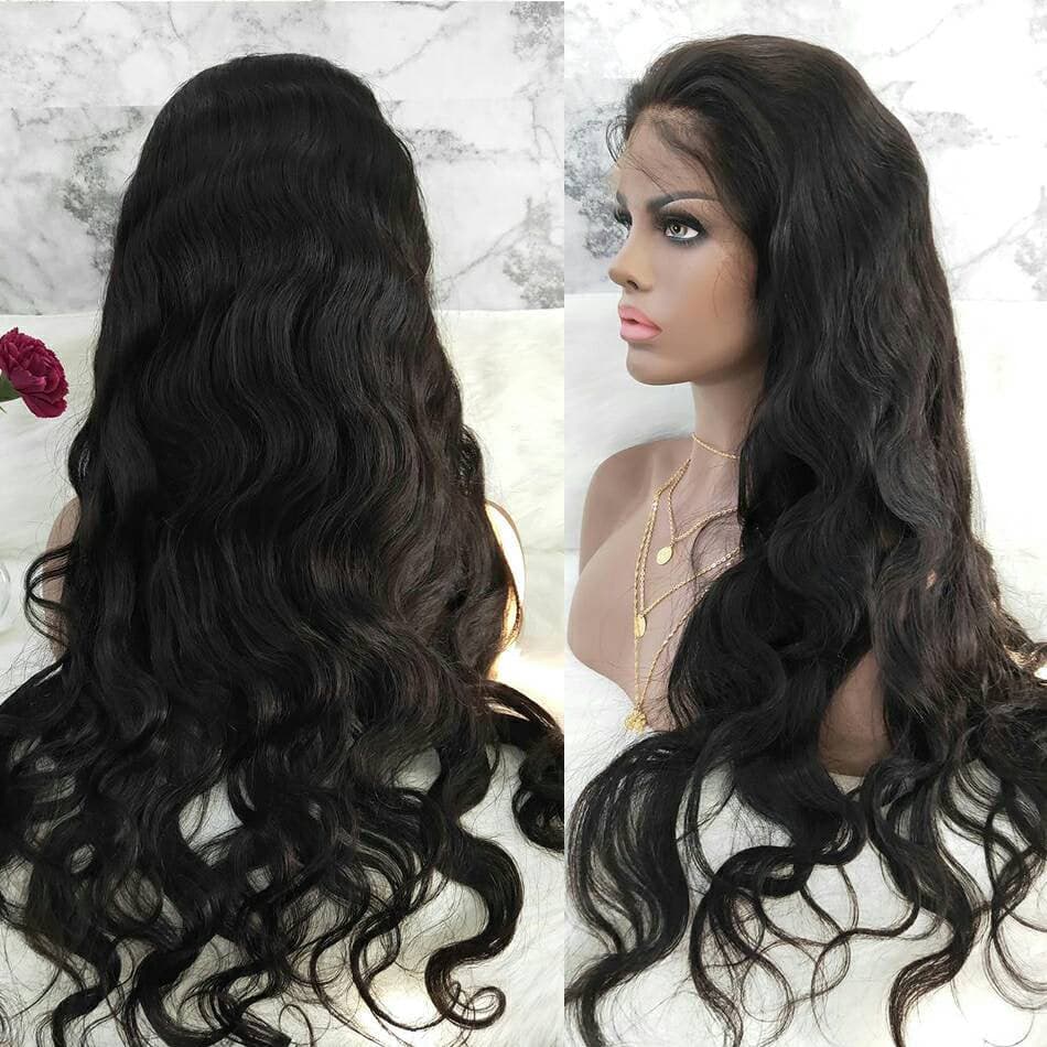 Black Body Wave// Human Hair/ Lace Front Wigs// Beautiful//Stunning// Brazilian Remy//Wig//Glueless/ Wave//Natural//30-35 inches - Black / 30-36 - Thumbnail 2