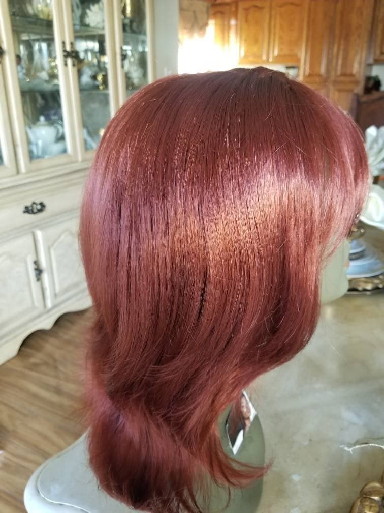 Copper Red// Straight//Red// Wig//Synthetic//Beautiful/Wavy//Bangs//Auburn - Copper Red - Thumbnail 2