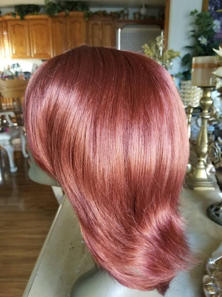 Copper Red// Straight//Red// Wig//Synthetic//Beautiful/Wavy//Bangs//Auburn - Copper Red - Thumbnail 5