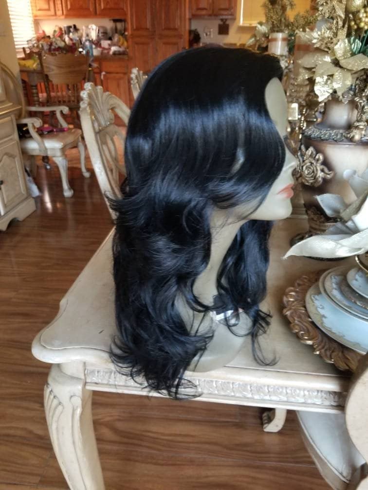 Black// Straight//Bodywave// Wig//Synthetic//Beautiful/Wavy - Black - Thumbnail 3