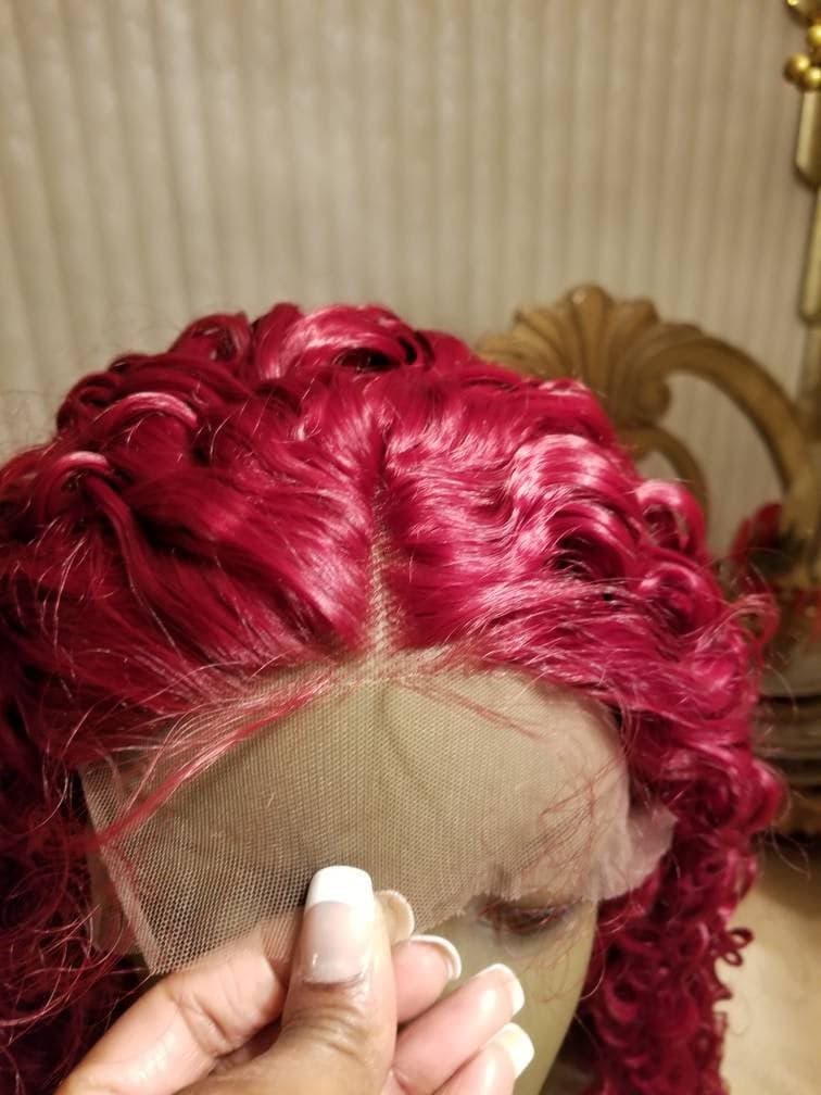 Red//Curly// Lace Front Wig//Beautiful//Wig - Thumbnail 5