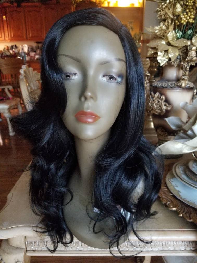 Black// Straight//Bodywave// Wig//Synthetic//Beautiful/Wavy - Black - Thumbnail 4