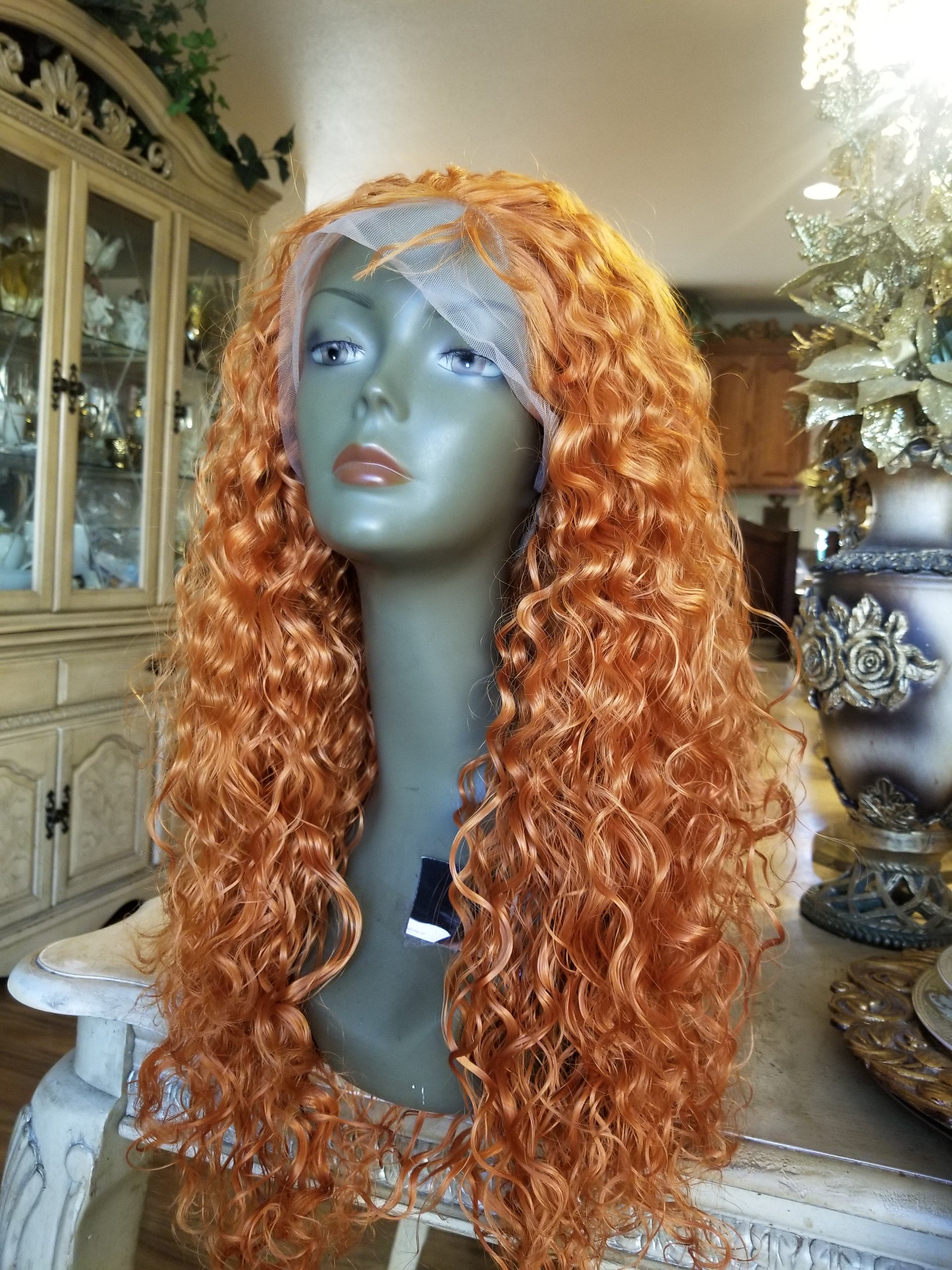 Orange Copper Red// Beauty Water Waves//Lace Front Wig//Goddess//Beauty//Wig//Auburn - Copper Red - Thumbnail 2