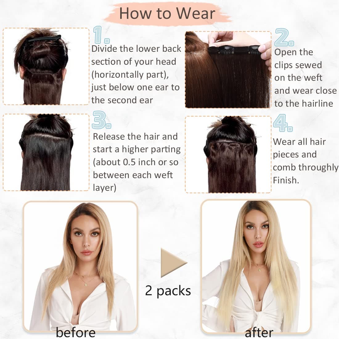 Burgundy Double Weft Clip in Human Hair Extensions Thick 16-20 Inch 120-150g 8pcs 18 clips on 8A Grade Soft Straight 100% Remy Hair Wine Red #99J 20’’ - Thumbnail 7