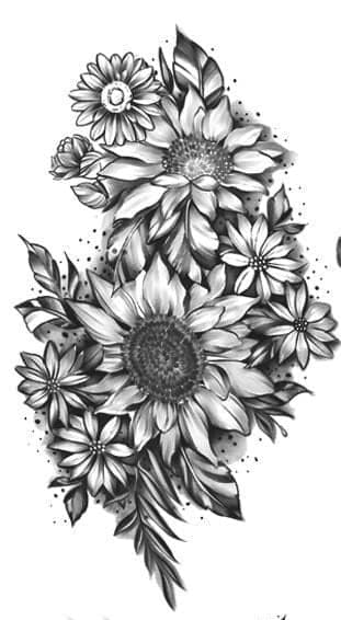 Temporary Tattoo Beautiful Art Vintage Party Body Women Design Fake Flash Colorful Flowers Rose Arm Sleeve Boho Floral Watercolor Large - Thumbnail 2