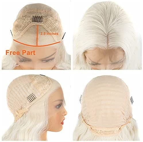 White Blonde//Icy// Lace Front Wig//Goddess//Wig//Ready to Ship//NWT//Human Hair//Synthetic Wig//Natural// Wavy//Stunning Wig//Beautiful// - White Blonde - Thumbnail 10