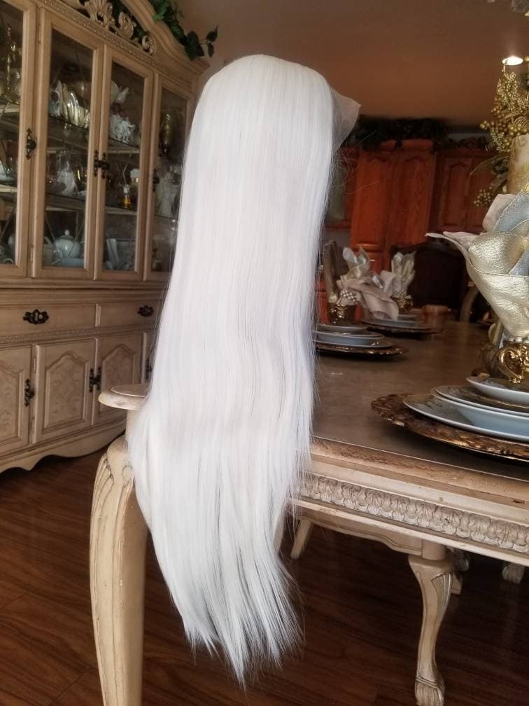 White Platinum Blonde Lace Front Wig - White Blonde - Thumbnail 7