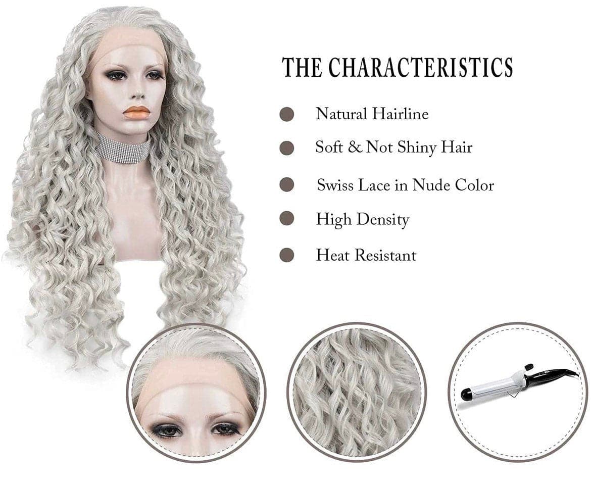 24” SOFT GREY curly lace front wig *NEW* - Thumbnail 3