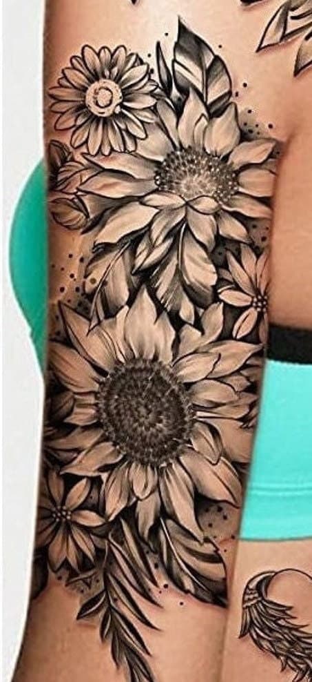 Temporary Tattoo Beautiful Art Vintage Party Body Women Design Fake Flash Colorful Flowers Rose Arm Sleeve Boho Floral Watercolor Large - Thumbnail 3