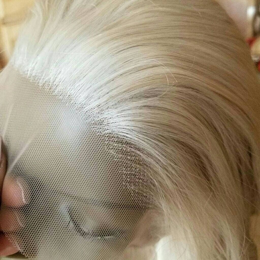 White Blonde//Icy// Lace Front Wig//Goddess//Wig//Ready to Ship//NWT//Human Hair//Synthetic Wig//Natural// Wavy//Stunning Wig//Beautiful// - White Blonde - Thumbnail 6