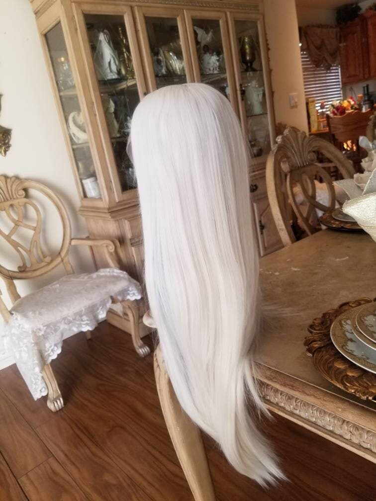White Platinum Blonde Lace Front Wig - White Blonde - Thumbnail 10