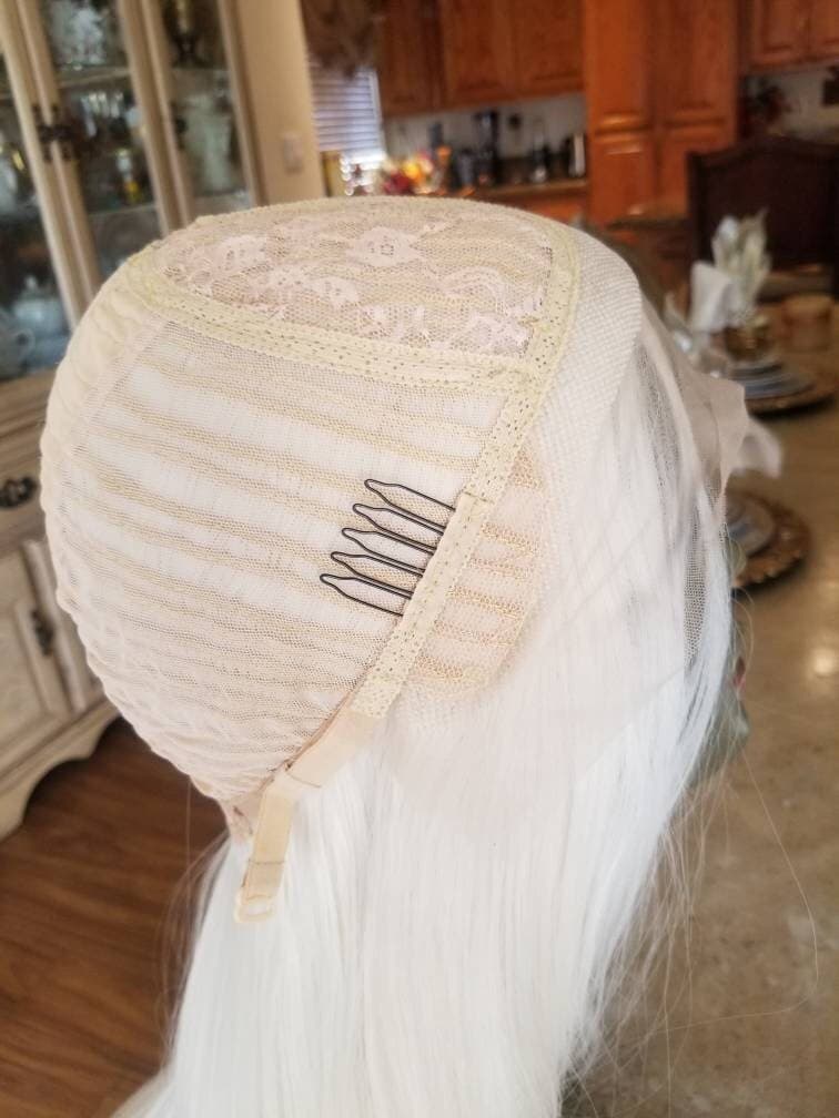 White Platinum Blonde Lace Front Wig - White Blonde - Thumbnail 2