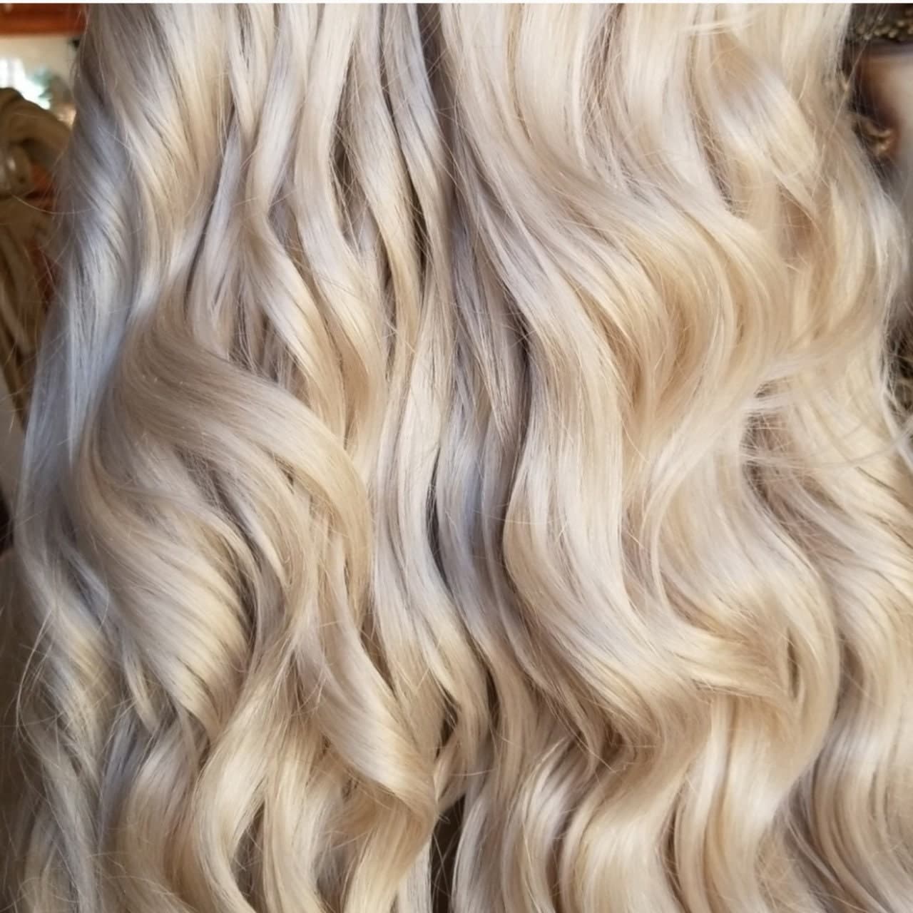 White Blonde//Icy// Lace Front Wig//Goddess//Wig//Ready to Ship//NWT//Human Hair//Synthetic Wig//Natural// Wavy//Stunning Wig//Beautiful// - White Blonde - Thumbnail 9