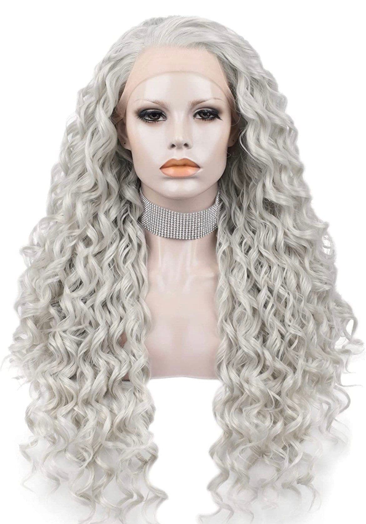 24” SOFT GREY curly lace front wig *NEW* - Thumbnail 2