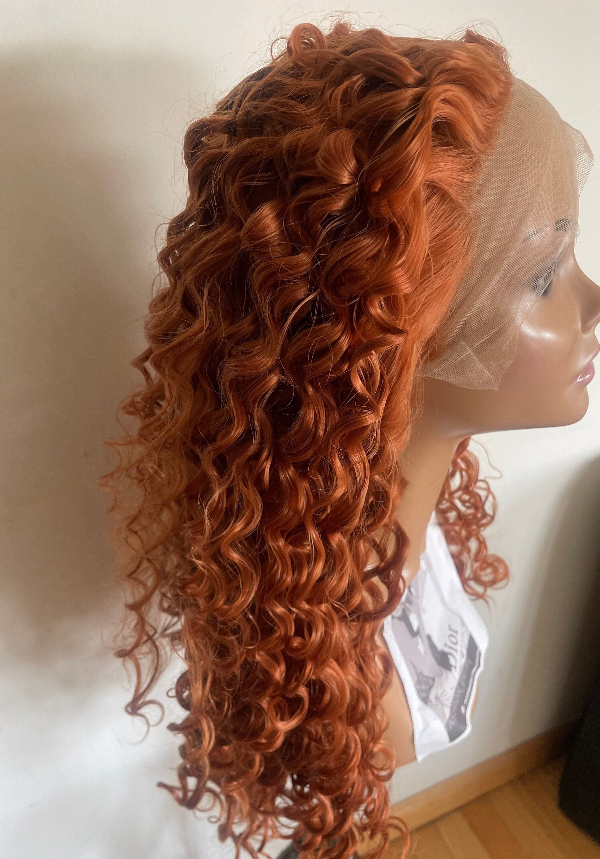 22” COPPER red orange curly wavy lace front wig *NEW* - Thumbnail 5