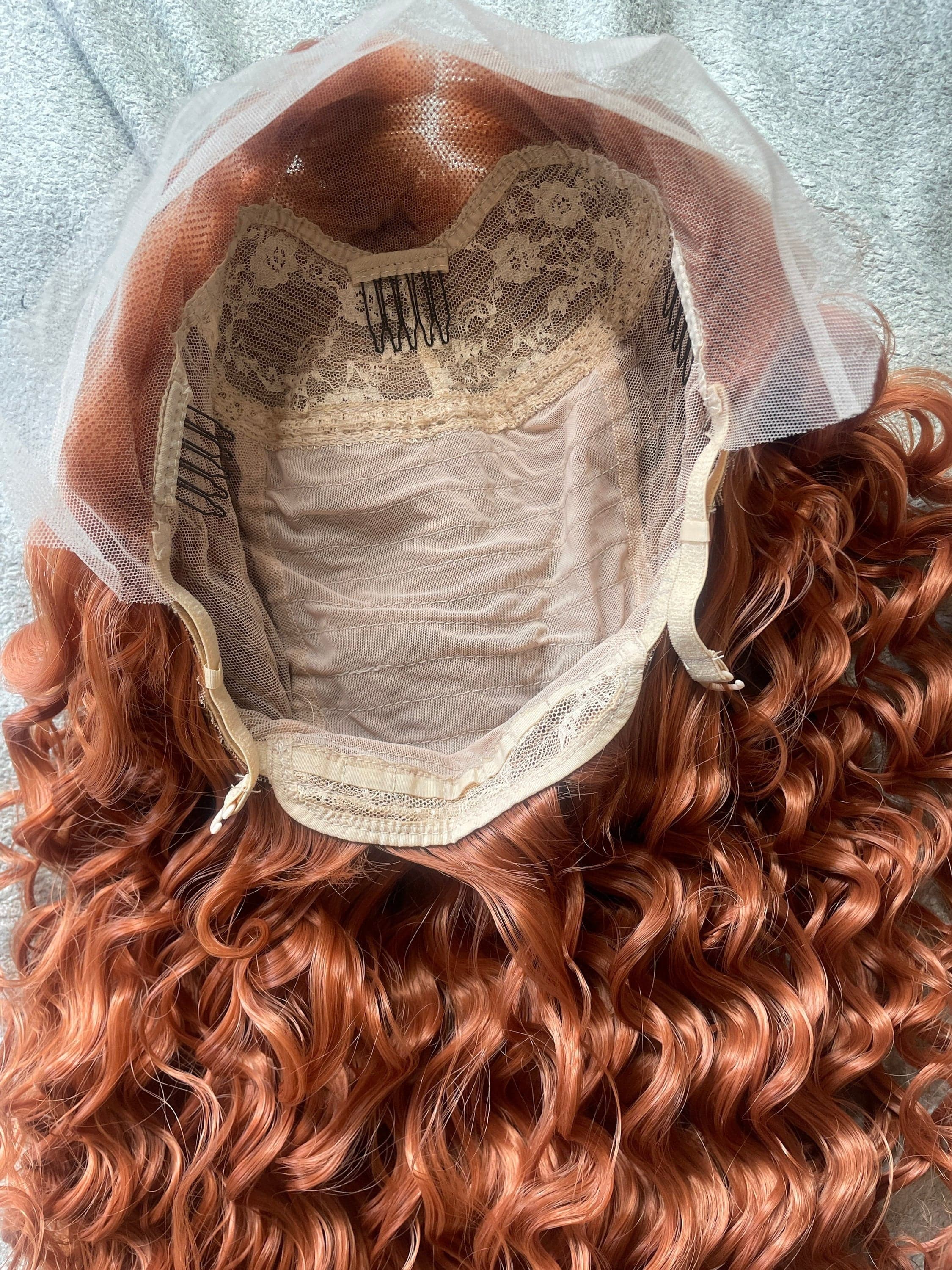22” COPPER red orange curly wavy lace front wig *NEW* - Thumbnail 7