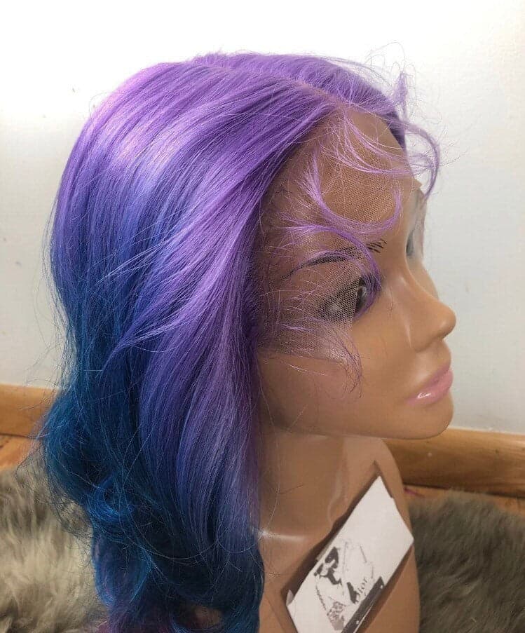 22” PURPLE tri ombre mermaid unicorn body wavy volume curly 5” part space Lace front wig *NEW* - Thumbnail 5