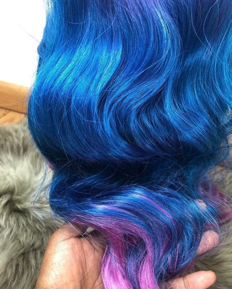 22” PURPLE tri ombre mermaid unicorn body wavy volume curly 5” part space Lace front wig *NEW* - Thumbnail 7