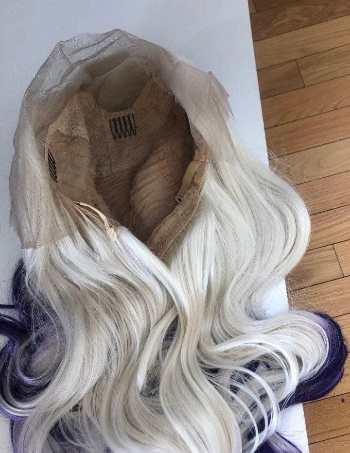 22” White Blonde & purple ombré body wavy lace front wig *NEW* - Thumbnail 8
