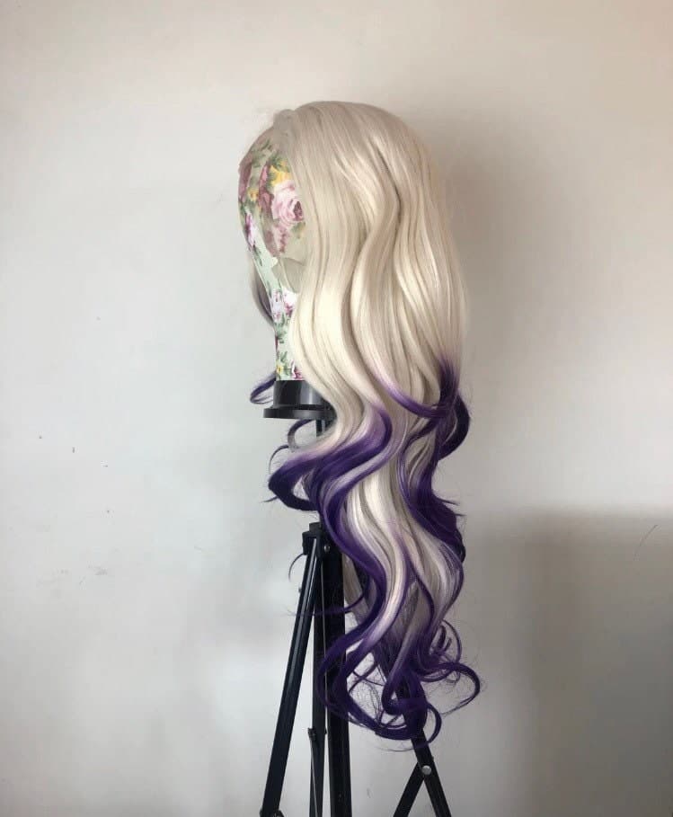 22” White Blonde & purple ombré body wavy lace front wig *NEW* - Thumbnail 4