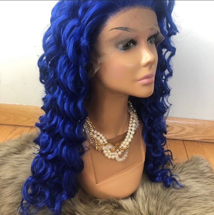 24” Blue Curly Lace Front Wig *NWT* - Thumbnail 2