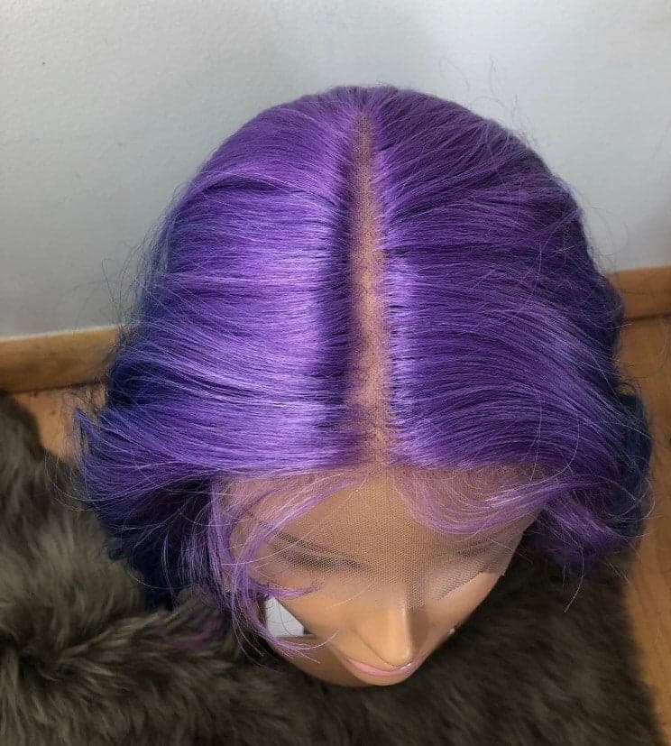 22” PURPLE tri ombre mermaid unicorn body wavy volume curly 5” part space Lace front wig *NEW* - Thumbnail 4