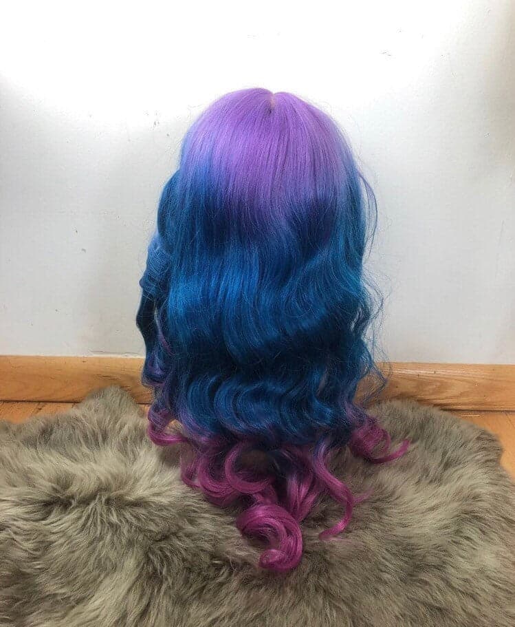 22” PURPLE tri ombre mermaid unicorn body wavy volume curly 5” part space Lace front wig *NEW* - Thumbnail 9