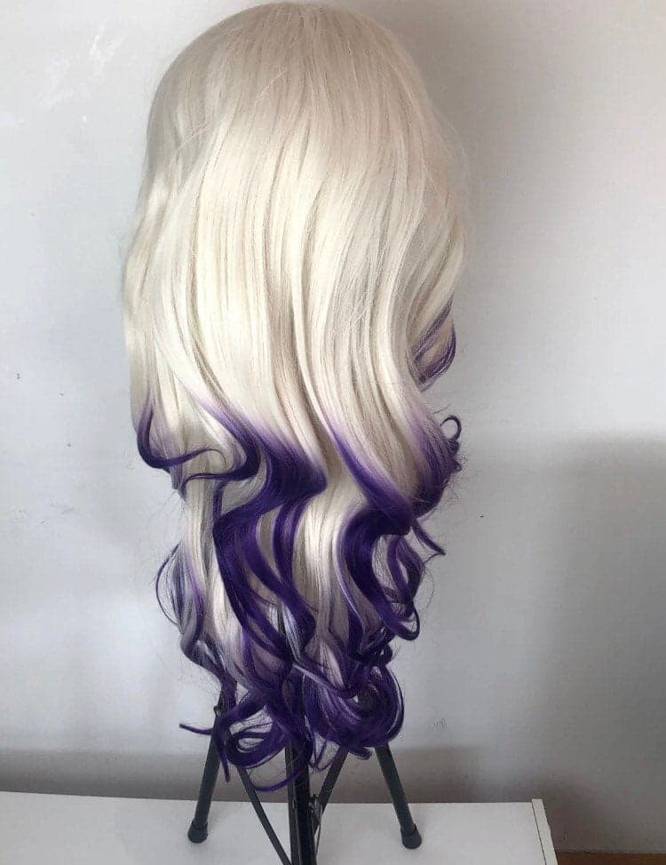 22” White Blonde & purple ombré body wavy lace front wig *NEW* - Thumbnail 6