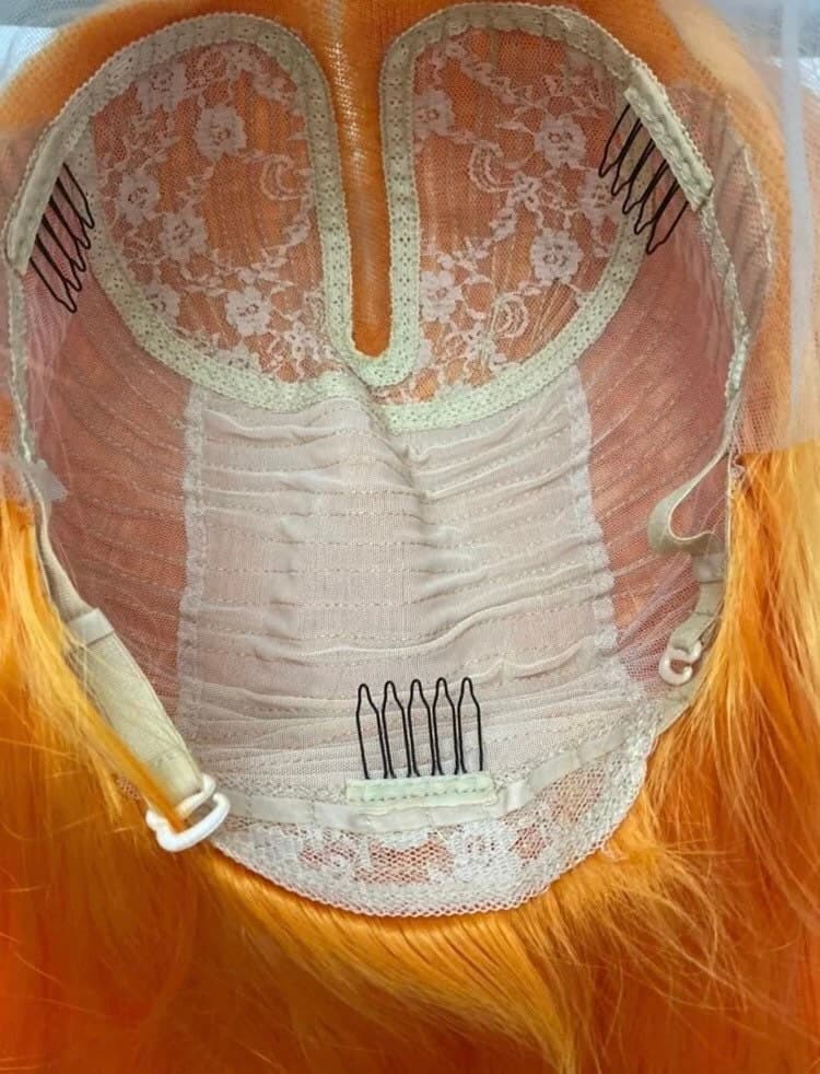 22” Orange straight Lace Front Wig *NEW* 6” Front part space - Thumbnail 10