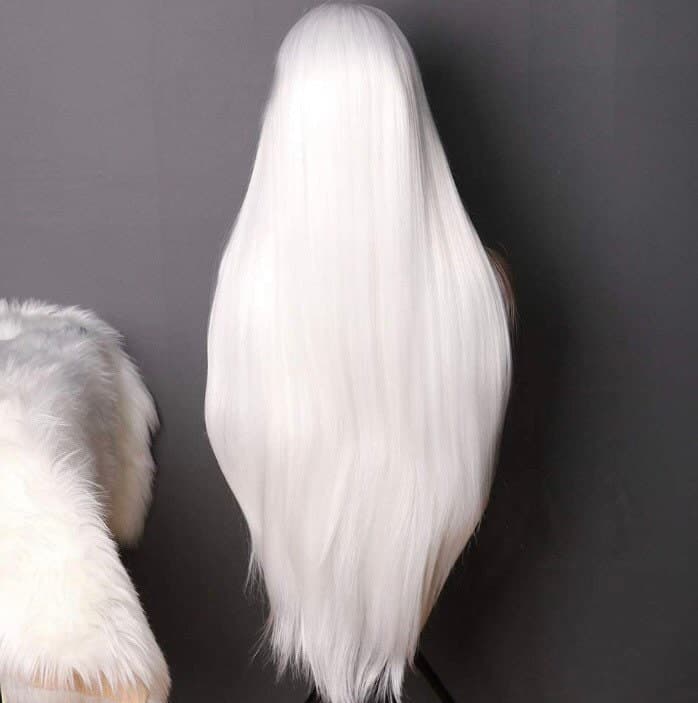 26” SNOW WHITE inches White long natural looking Straight LaceFront wig *NEW* - Thumbnail 4