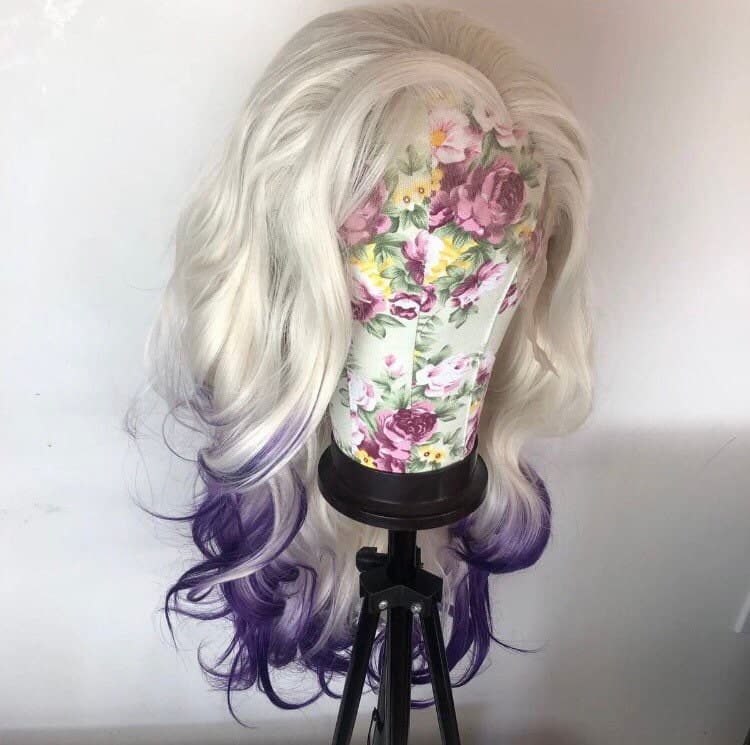 22” White Blonde & purple ombré body wavy lace front wig *NEW* - Thumbnail 3