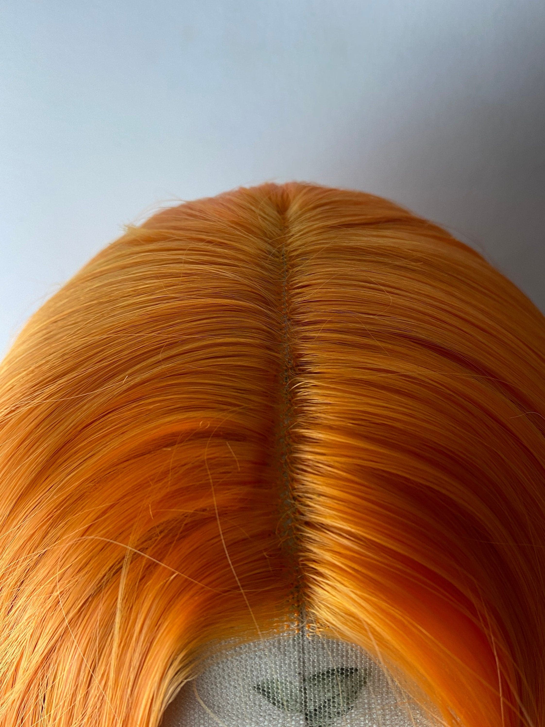 22” Orange straight Lace Front Wig *NEW* 6” Front part space - Thumbnail 3