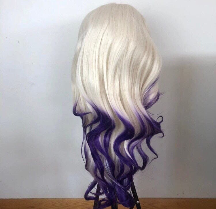 22” White Blonde & purple ombré body wavy lace front wig *NEW* - Thumbnail 9