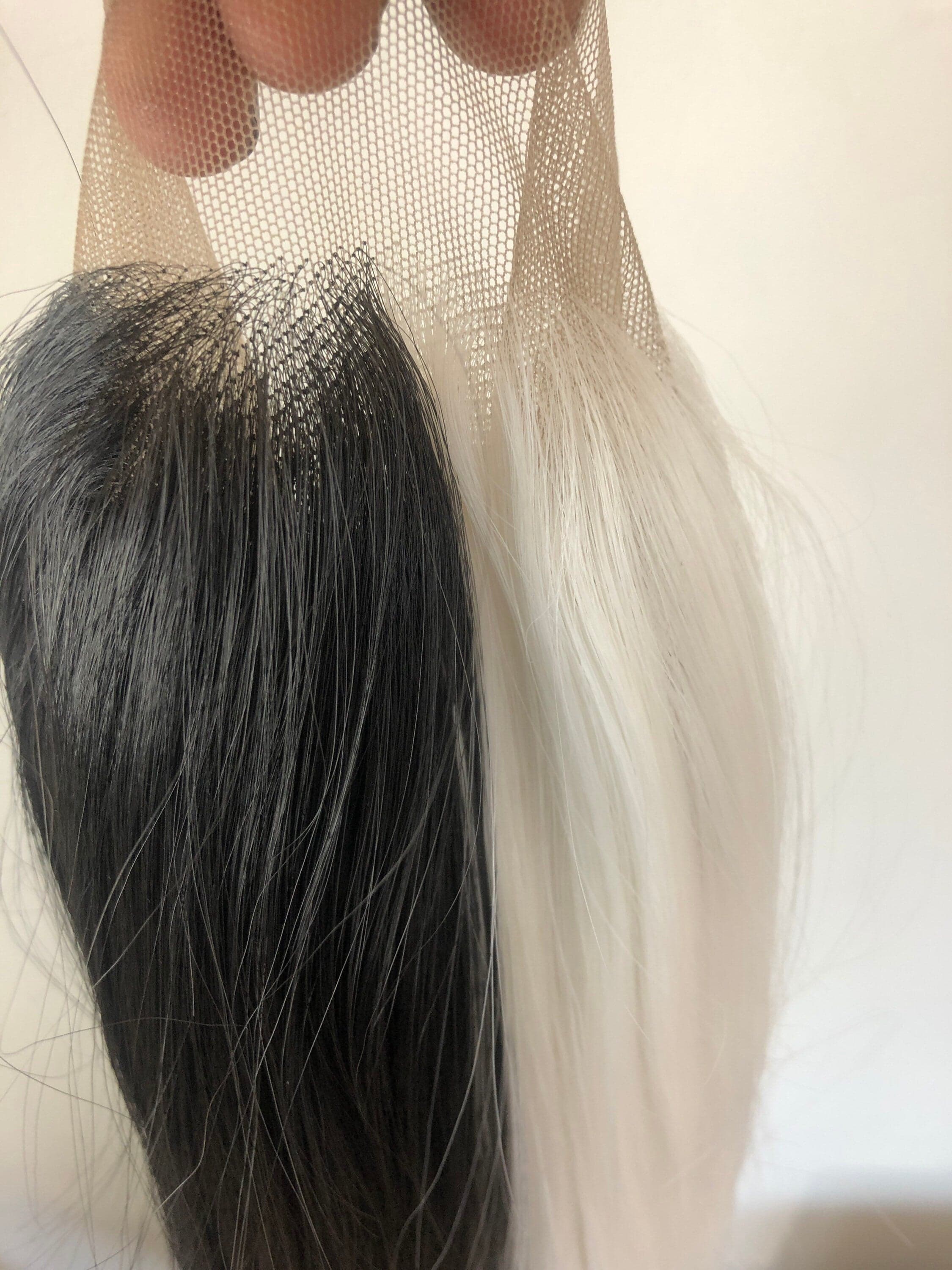 CRUELLA 24” Black & White split dye straight LaceFront wig -ARRIVES NEW Perfect for Cruella Deville costume - Thumbnail 9