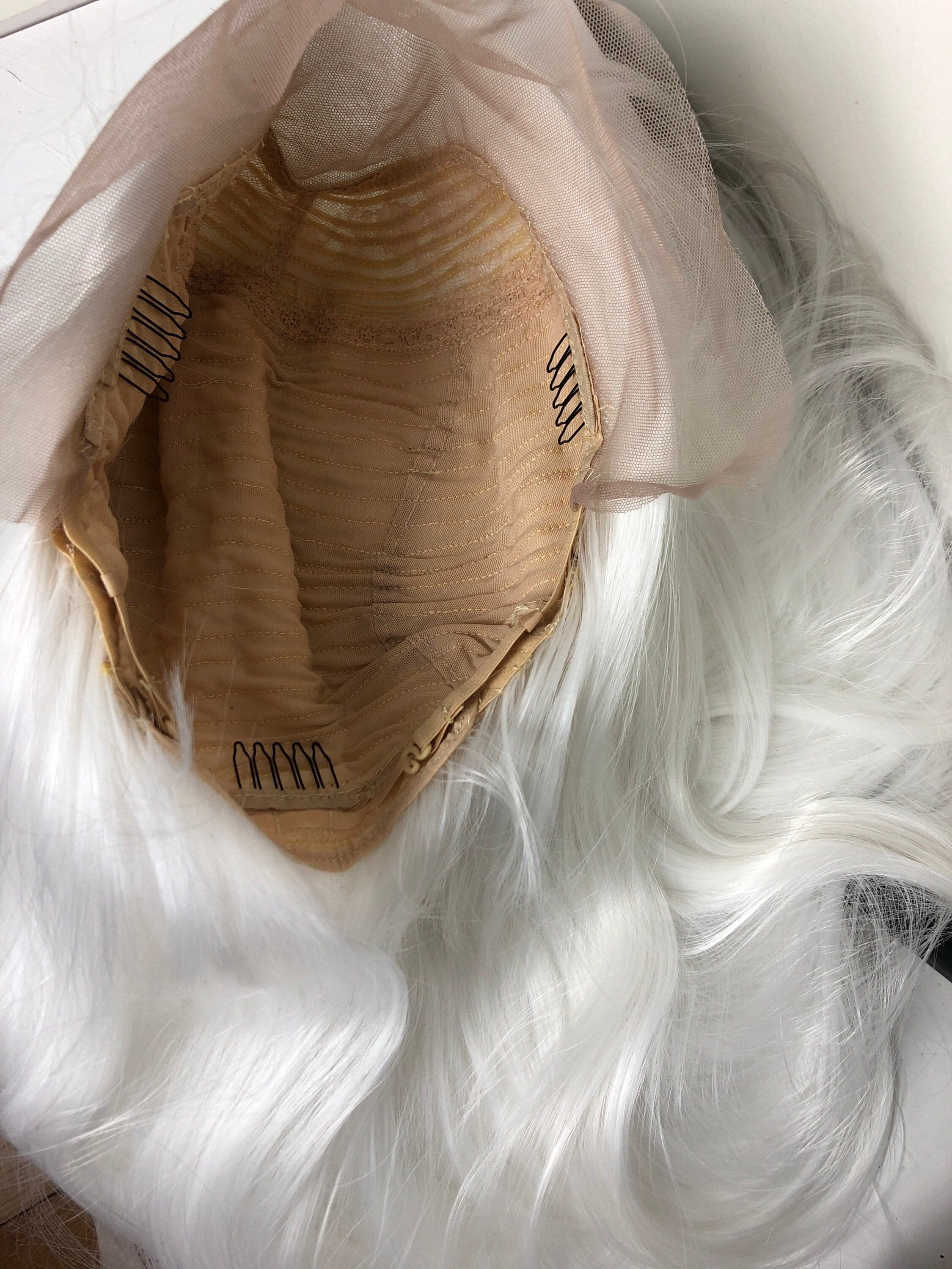 26” SNOW WHITE inches White long natural looking Straight LaceFront wig *NEW* - Thumbnail 8