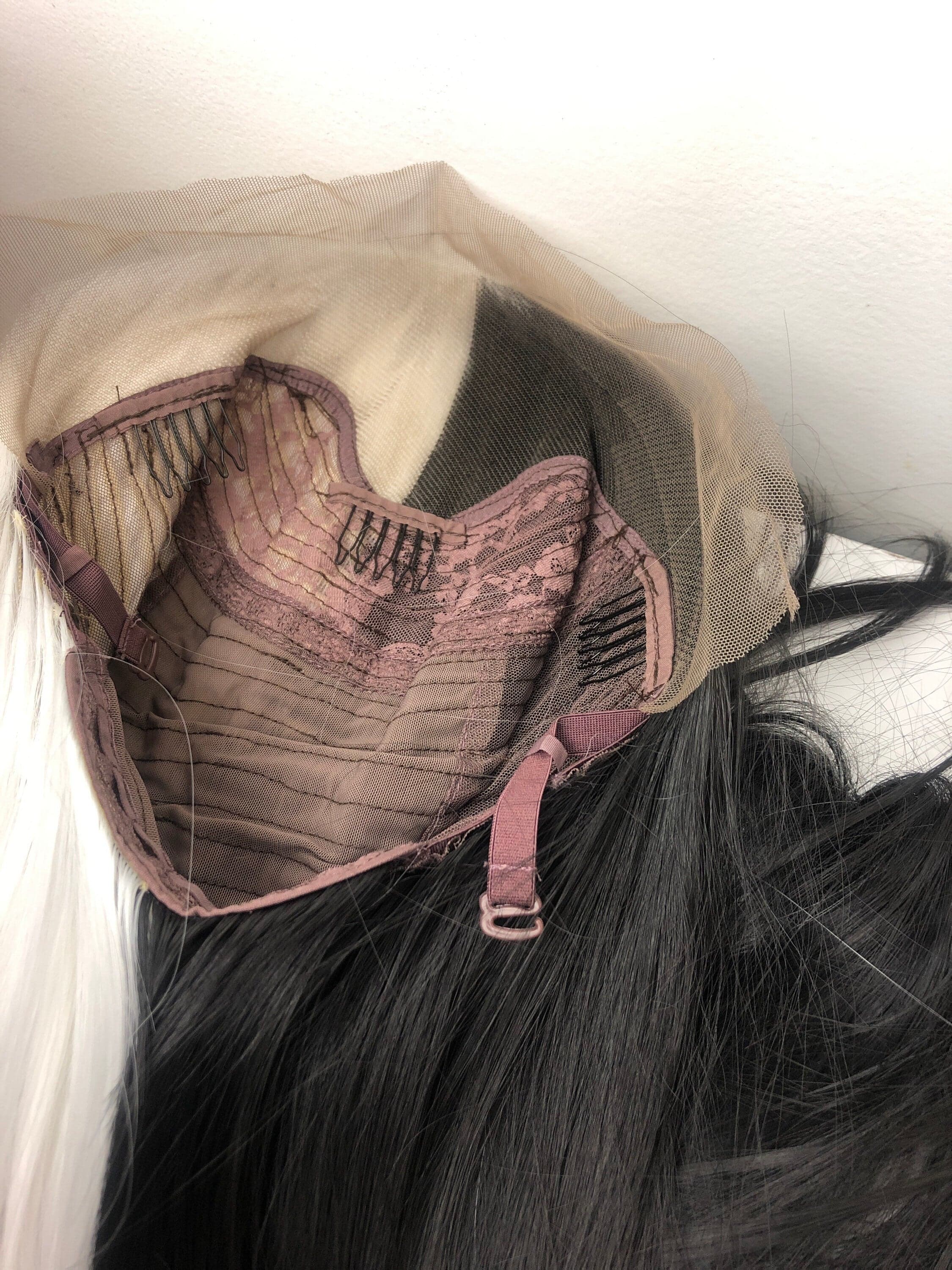 CRUELLA 24” Black & White split dye straight LaceFront wig -ARRIVES NEW Perfect for Cruella Deville costume - Thumbnail 10