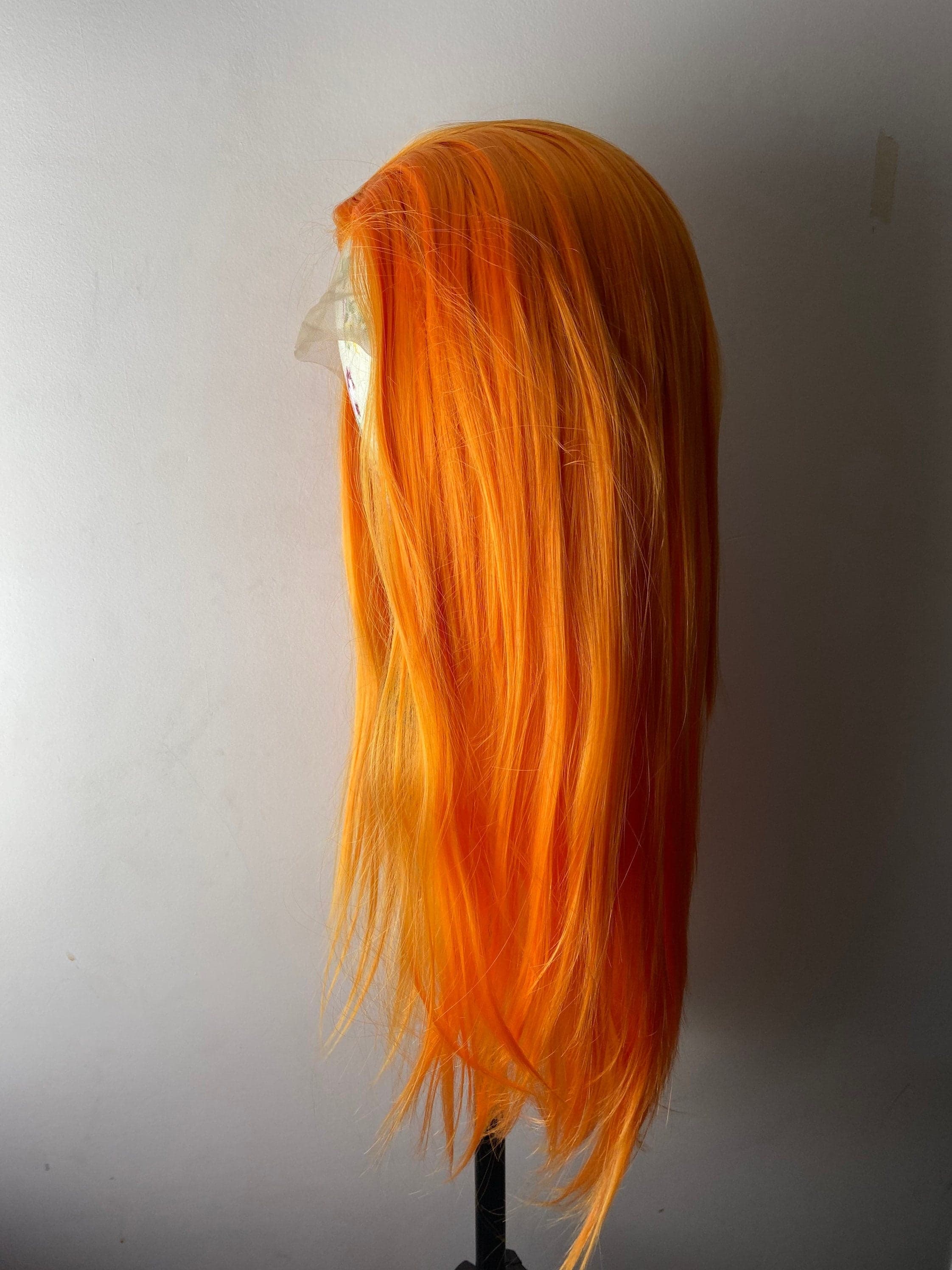 22” Orange straight Lace Front Wig *NEW* 6” Front part space - Thumbnail 5