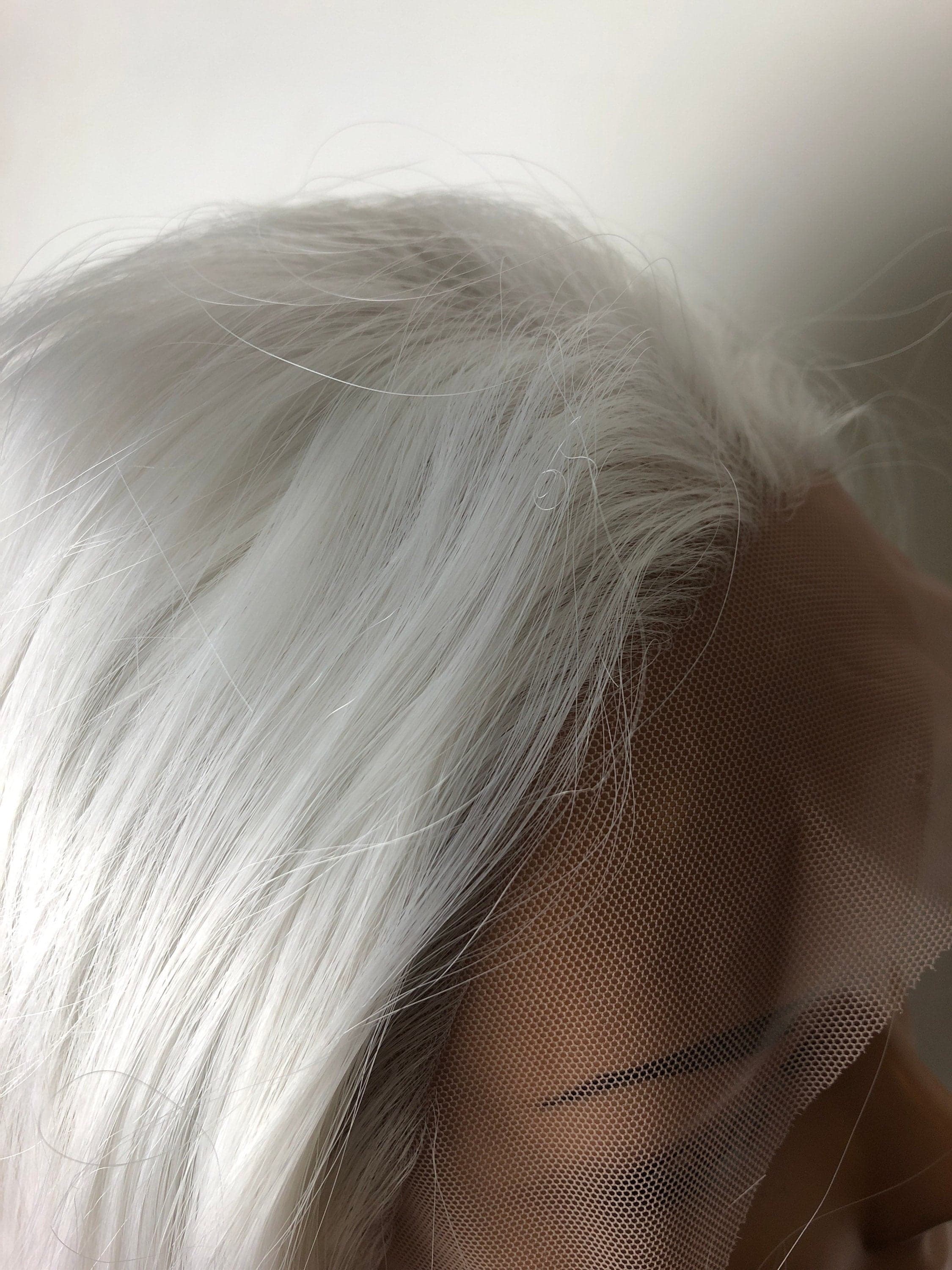 26” SNOW WHITE inches White long natural looking Straight LaceFront wig *NEW* - Thumbnail 5