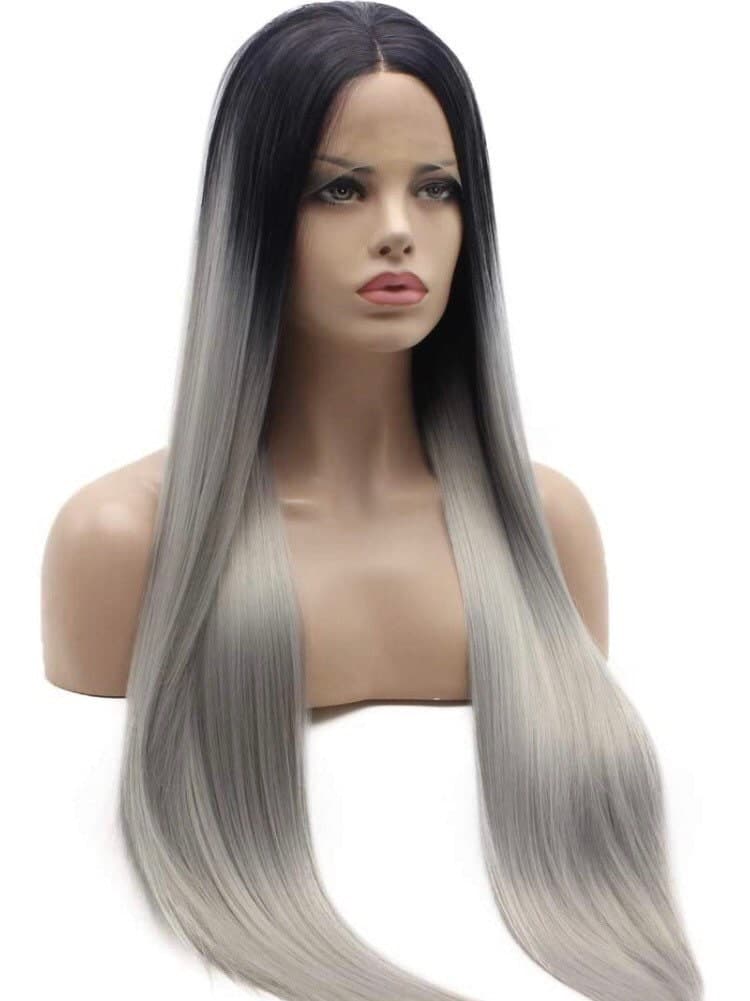 28” grey ombre straight long lace front wig *NEW* Arrives New - Thumbnail 3