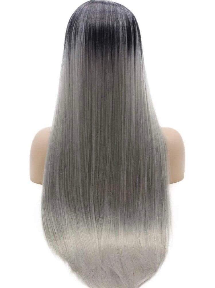 28” grey ombre straight long lace front wig *NEW* Arrives New - Thumbnail 5