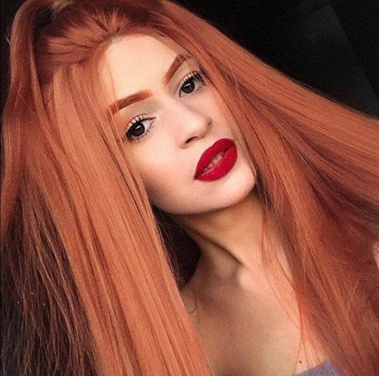 22” GINGER COPPER red straight ace front wig *NEW* 5” front part space - Thumbnail 10