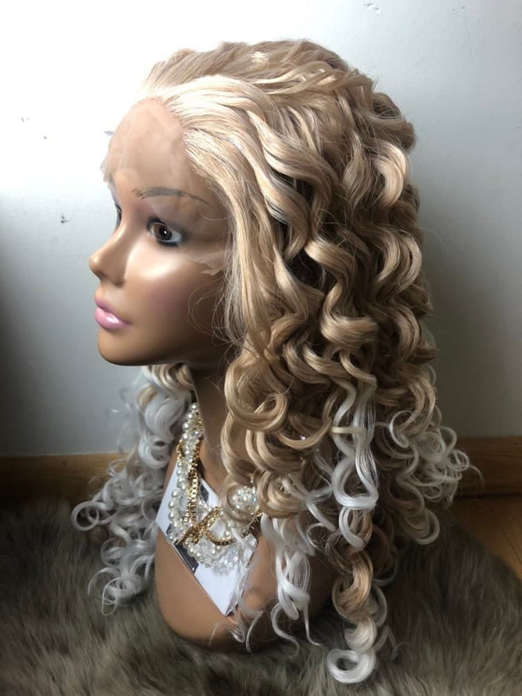 24” Blonde and white kinky curly Lace Front WIG *Nwt* - Thumbnail 4