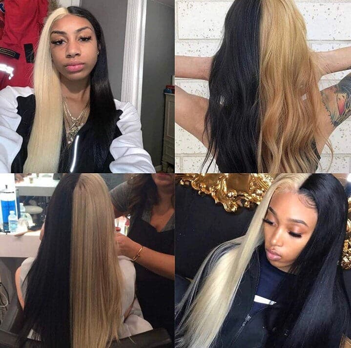 22” Black & Blonde split dye straight wig -ARRIVES NEW - Thumbnail 3
