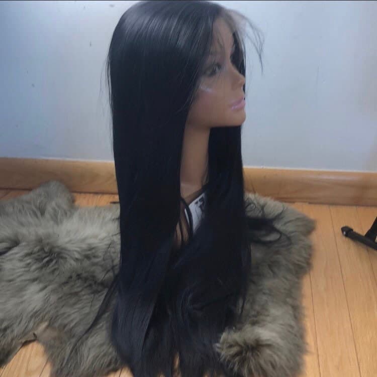 24” Jet Black long straight lace front wig *NEW* - Thumbnail 3