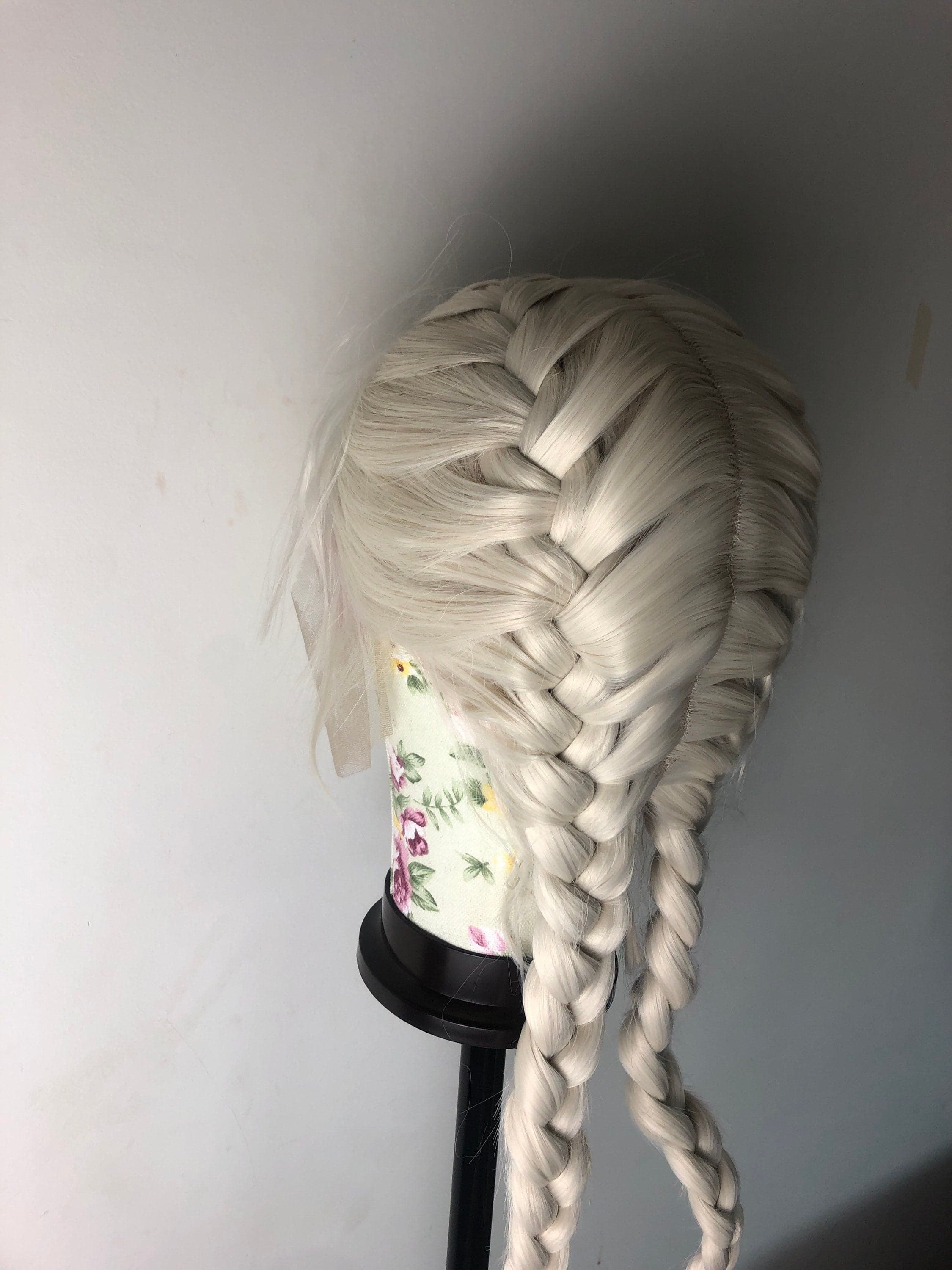 24” WHITE BLONDE dutch braided lace front wig *NEW* Pre plucked hair line and baby hairs - Thumbnail 5